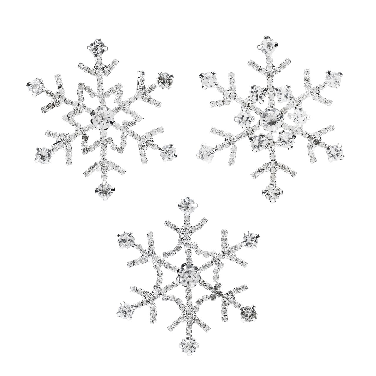 Melrose Snowflake Christmas Candle Pins - 2" - Silver - Set of 3